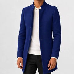Slim fit trenchcoat met mandarin kraag