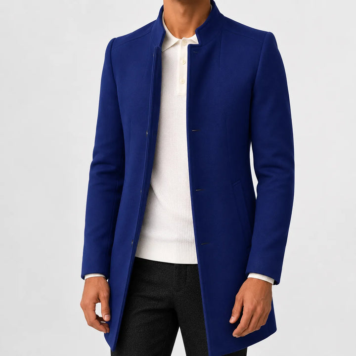 Slim fit trenchcoat met mandarin kraag