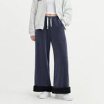Wijde corduroy broek met trekkoord
