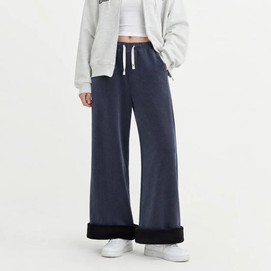 Wijde corduroy broek met trekkoord