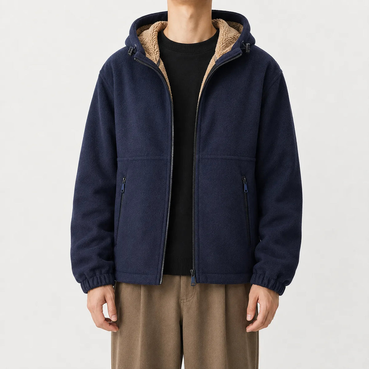 Hoodie met fleece en rits