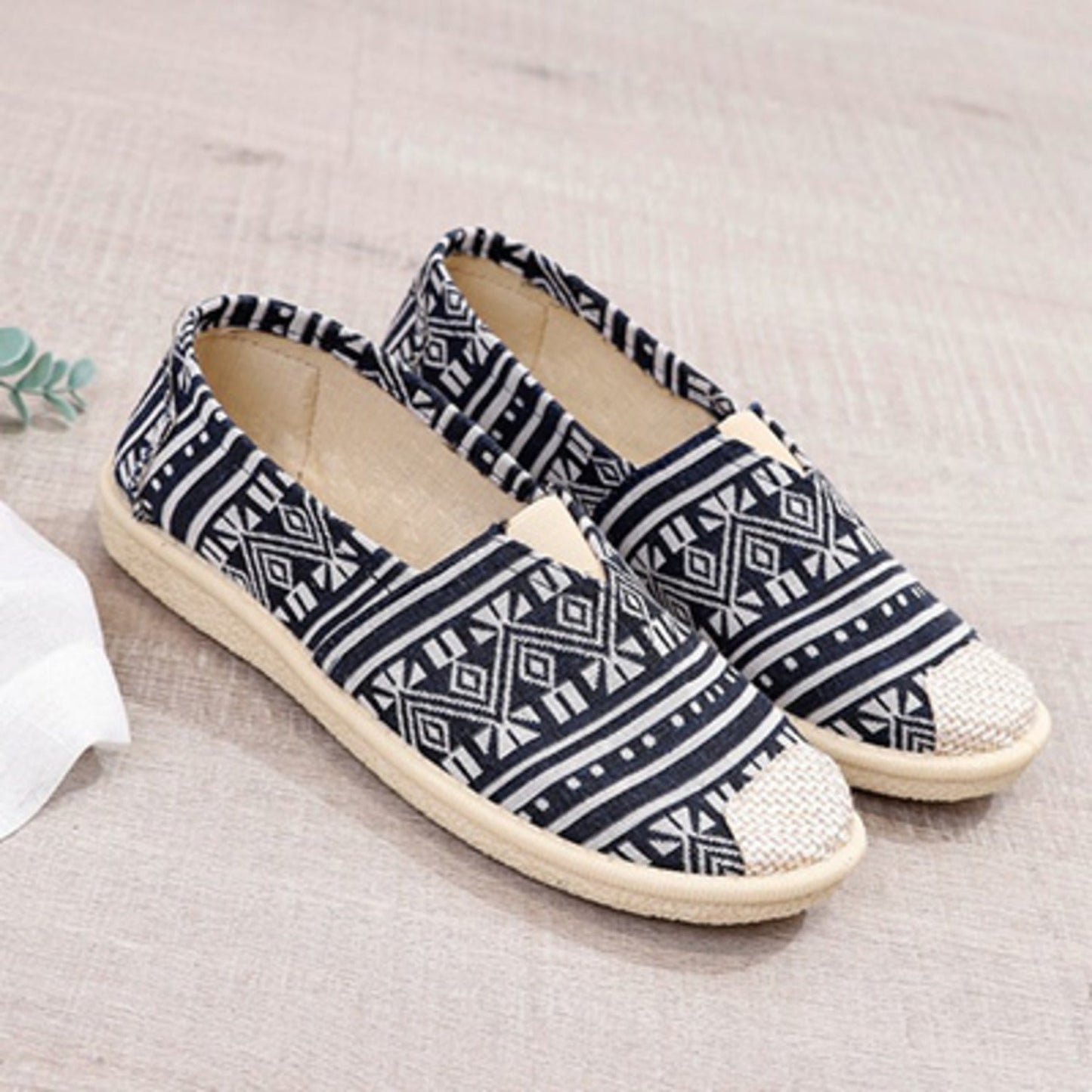 Eline | Platte espadrilles met contraststrepen