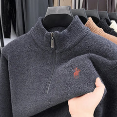 Zip-up trui met mock neck