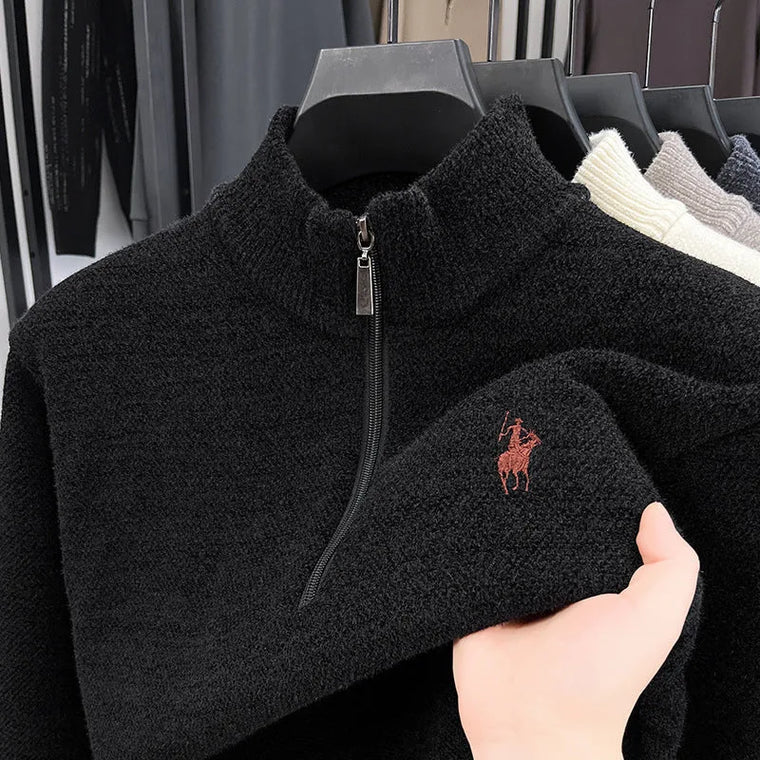 Zip-up trui met mock neck