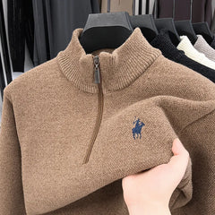 Zip-up trui met mock neck