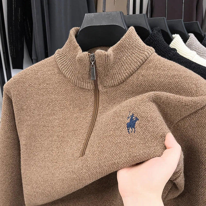 Zip-up trui met mock neck