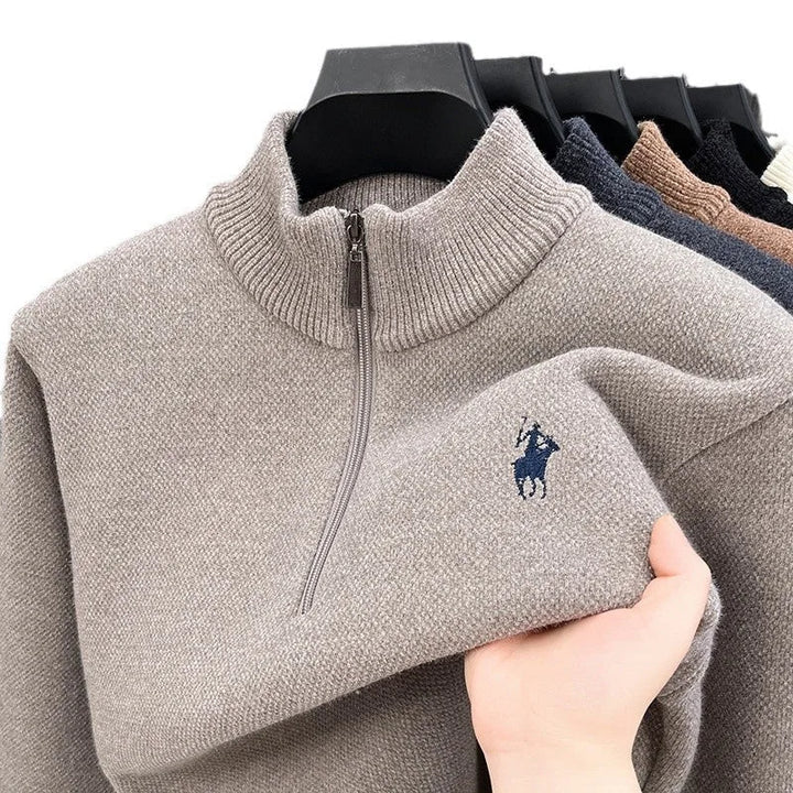 Zip-up trui met mock neck