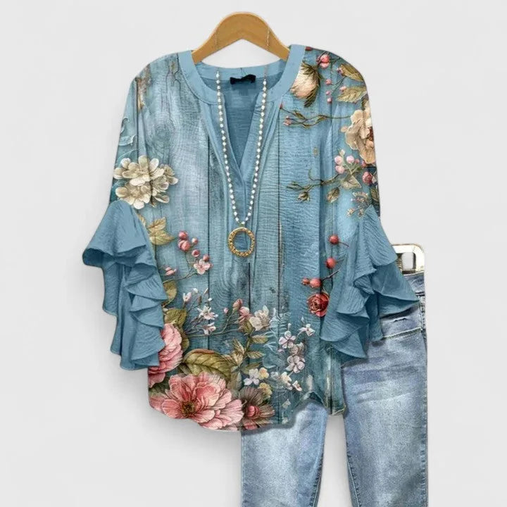 Blouse met bloemenprint en ruffled mouwen