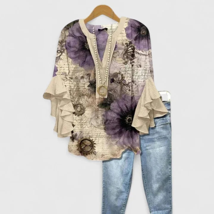 Blouse met bloemenprint en ruffled mouwen