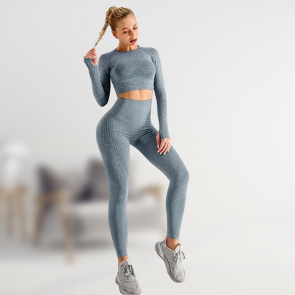 5-delige Sport Set | Dames tops en sportleggings met hoge taille