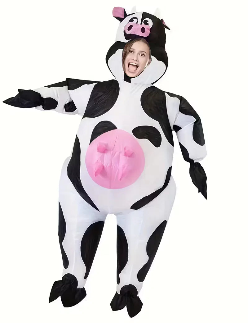 Opblaasbaar kostuum met koeienpatroon