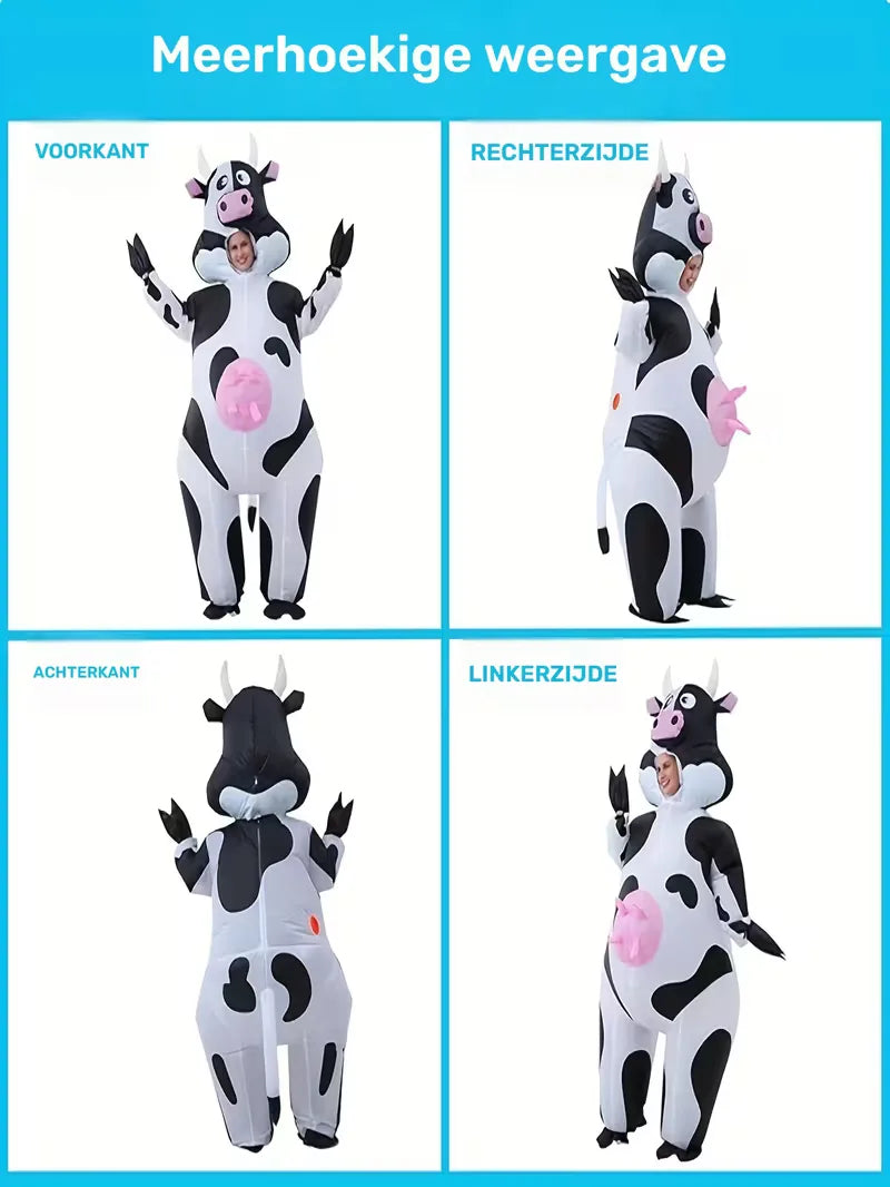 Opblaasbaar kostuum met koeienpatroon