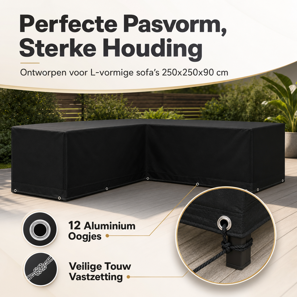 L-Shaped Garden Furniture Cover 250x250x90 cm Waterproof - Lounge Set Cover