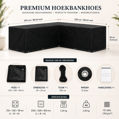 L Vormige Tuinmeubelhoes 250x250x90 cm Waterdicht - Loungeset Hoes