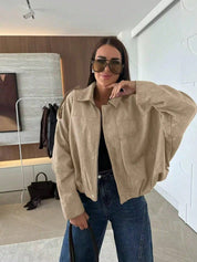 Oversized bomberjack met rits en opstaande kraag