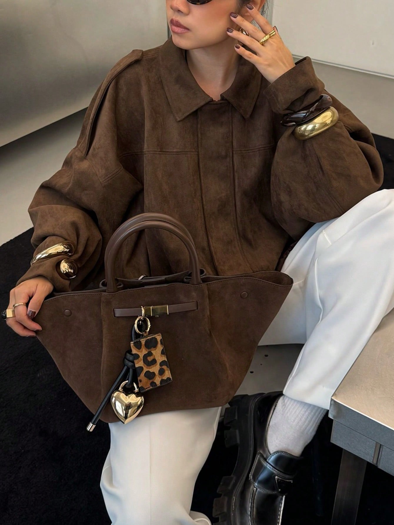 Oversized bomberjack met rits en opstaande kraag