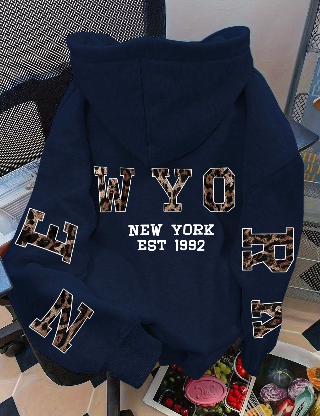 Oversized hoodie met luipaardprint en capuchon