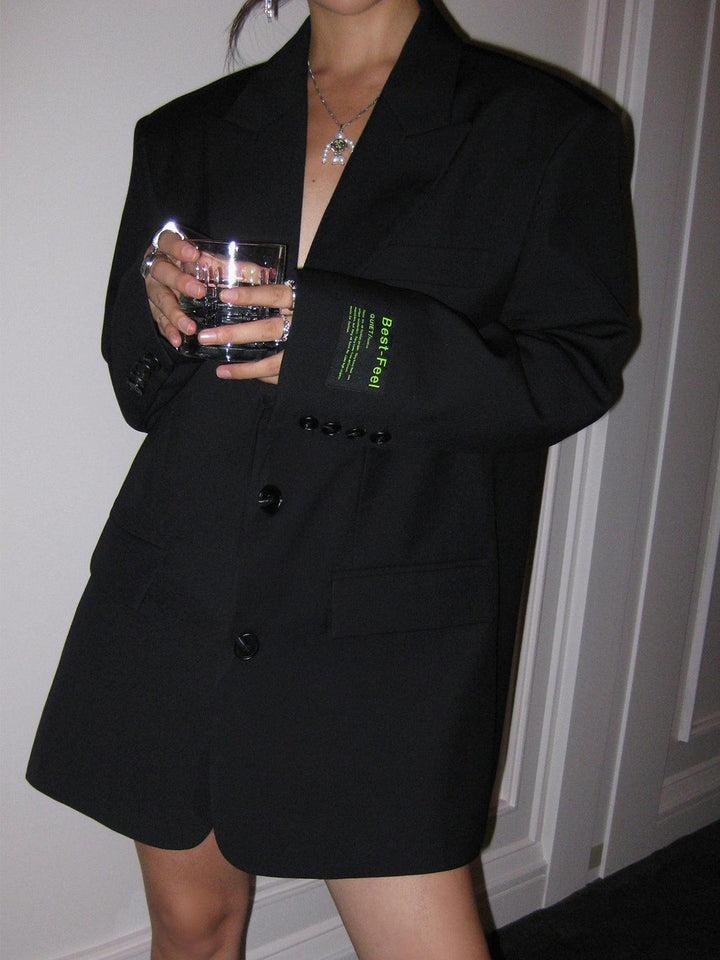 Oversized lange blazer met reverskraag