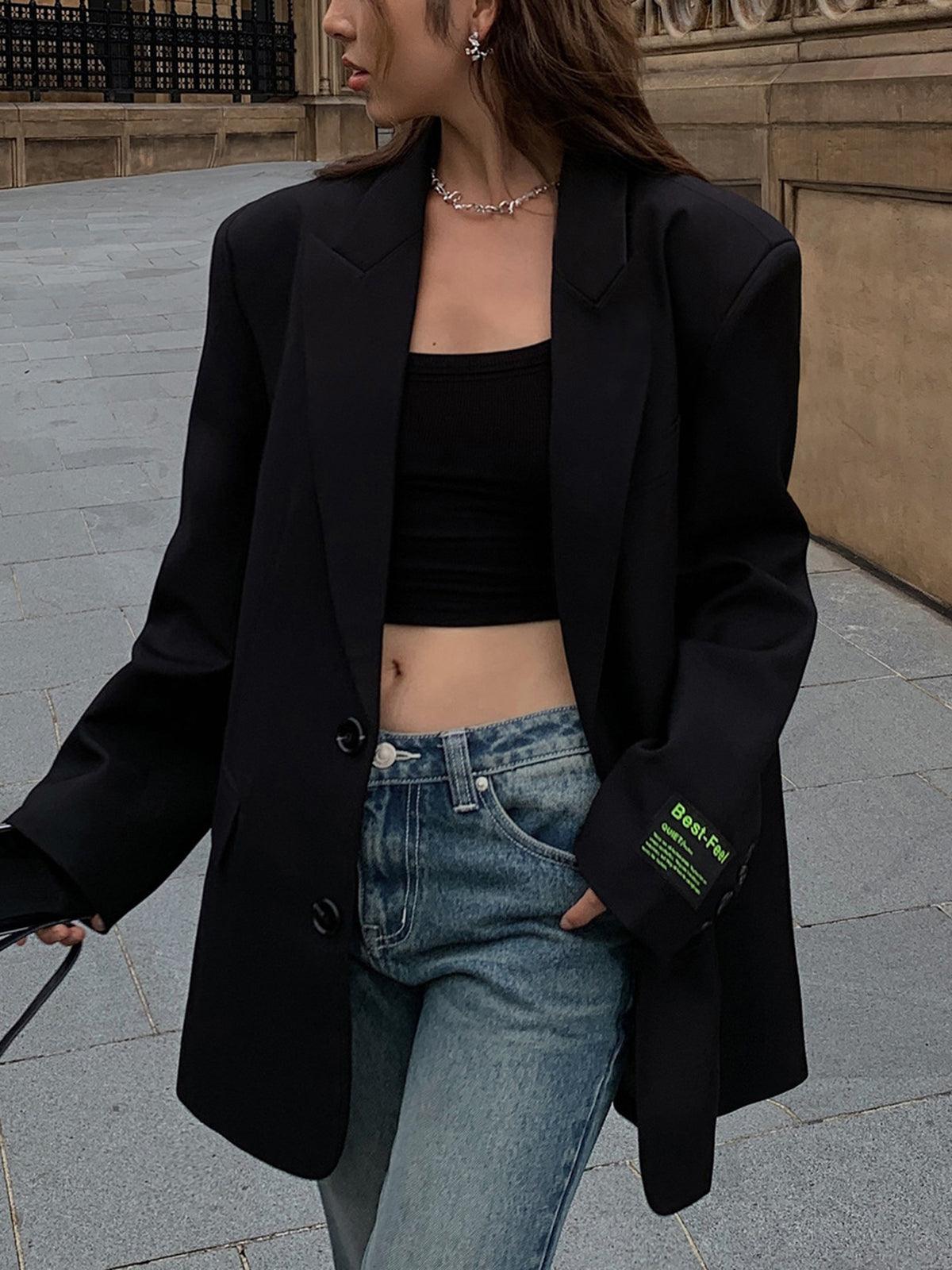 Oversized lange blazer met reverskraag