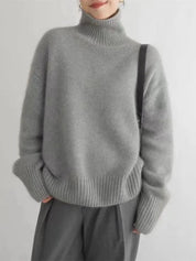 Oversized trui met hoge rolkraag van cashmere