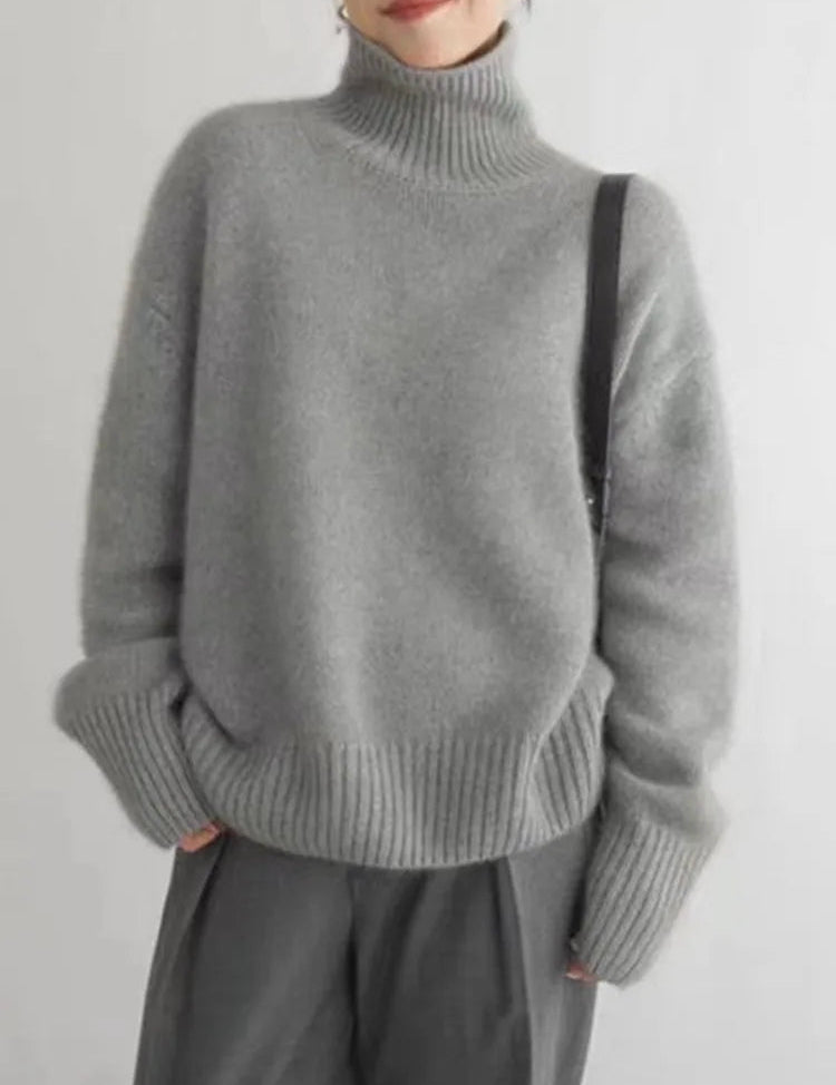 Oversized trui met hoge rolkraag van cashmere