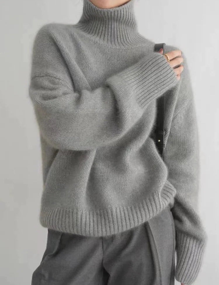 Oversized trui met hoge rolkraag van cashmere