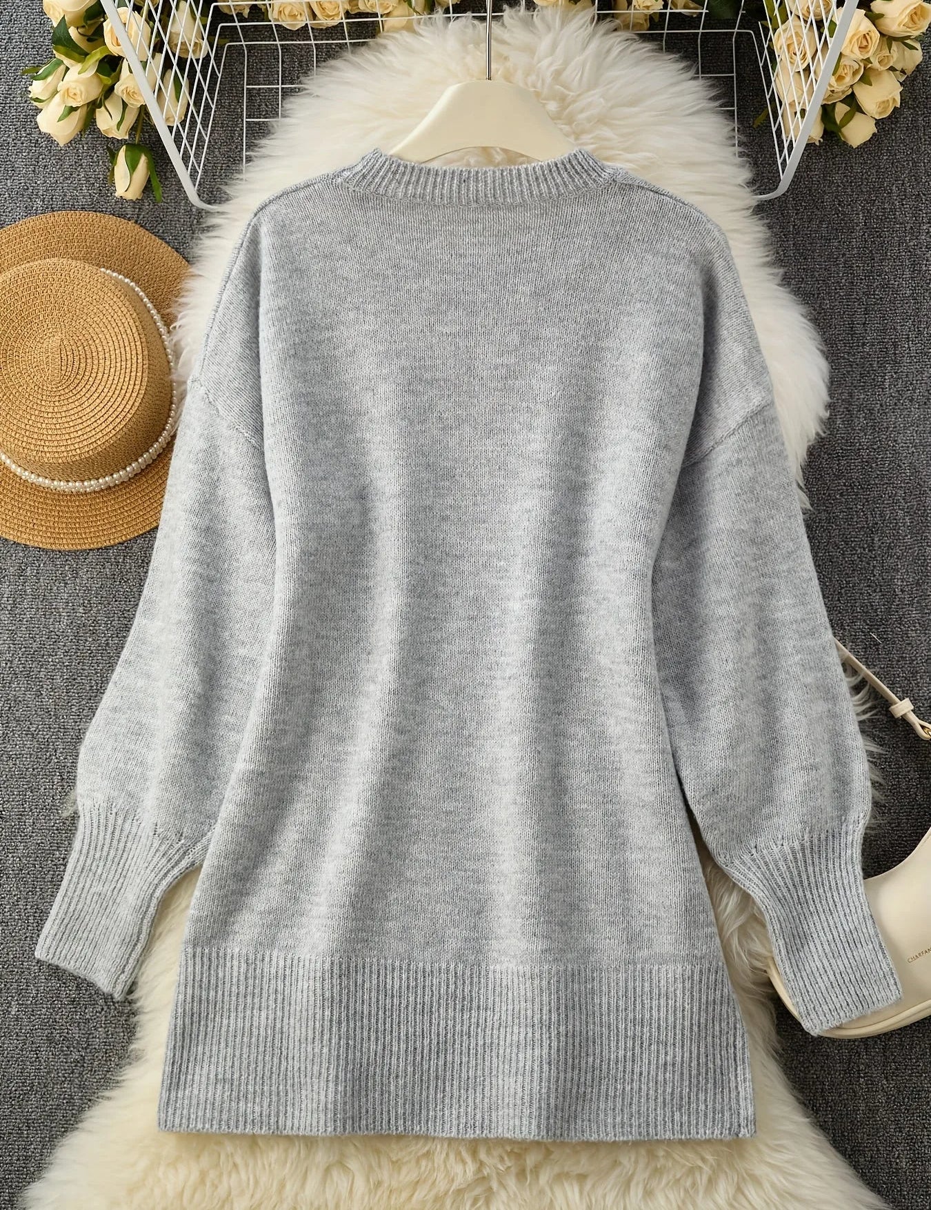 Oversized trui met ribgebreide afwerking