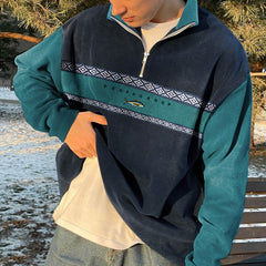 Oversized trui met rits en geometrisch patroon