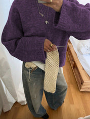 Oversized trui met ronde hals en lange mouwen