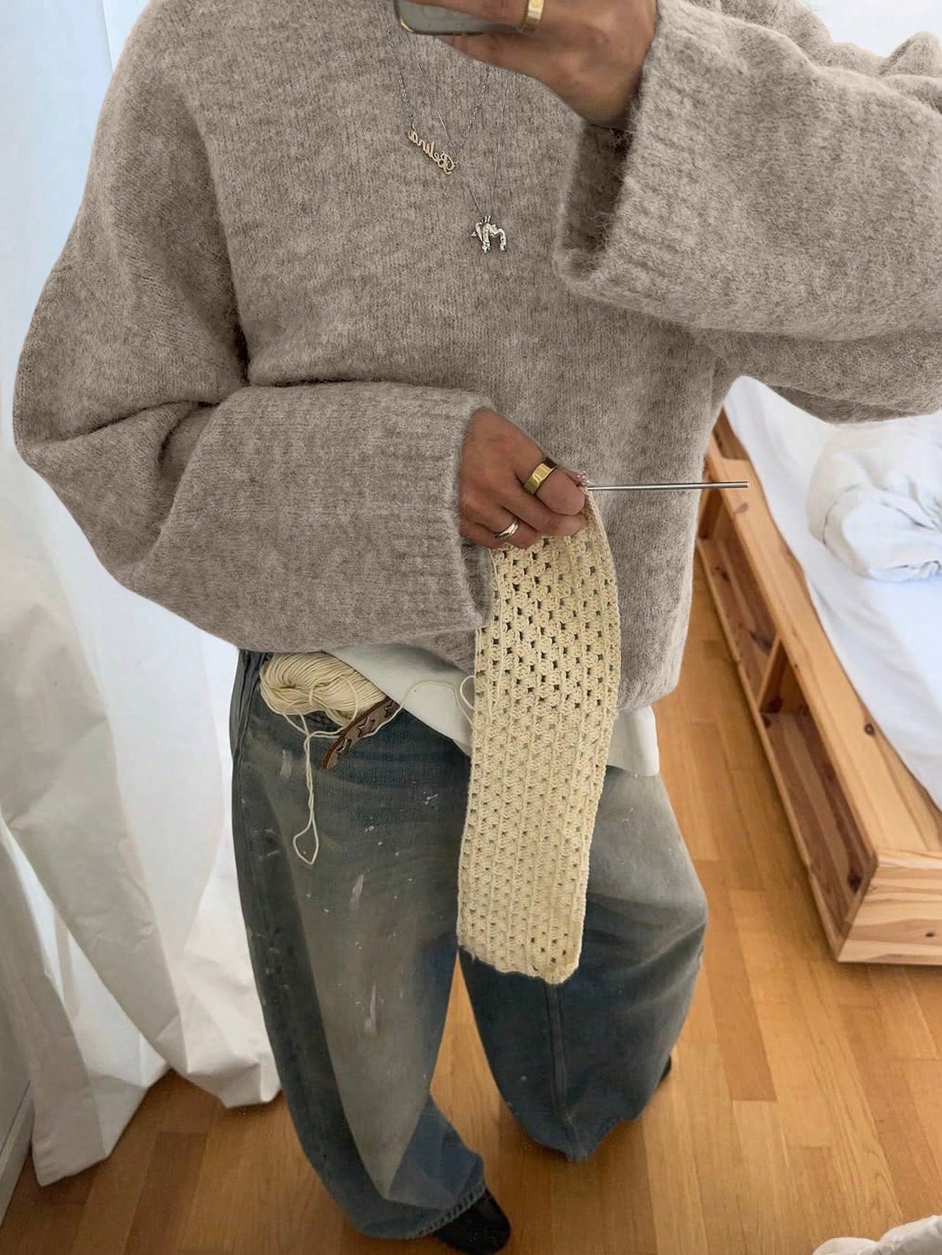 Oversized trui met ronde hals en lange mouwen