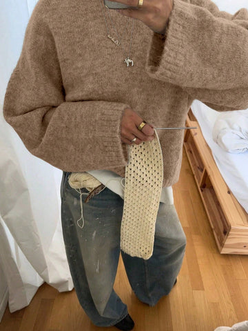 Oversized trui met ronde hals en lange mouwen