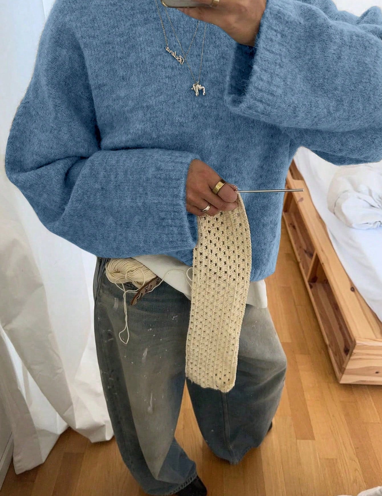 Oversized trui met ronde hals en lange mouwen