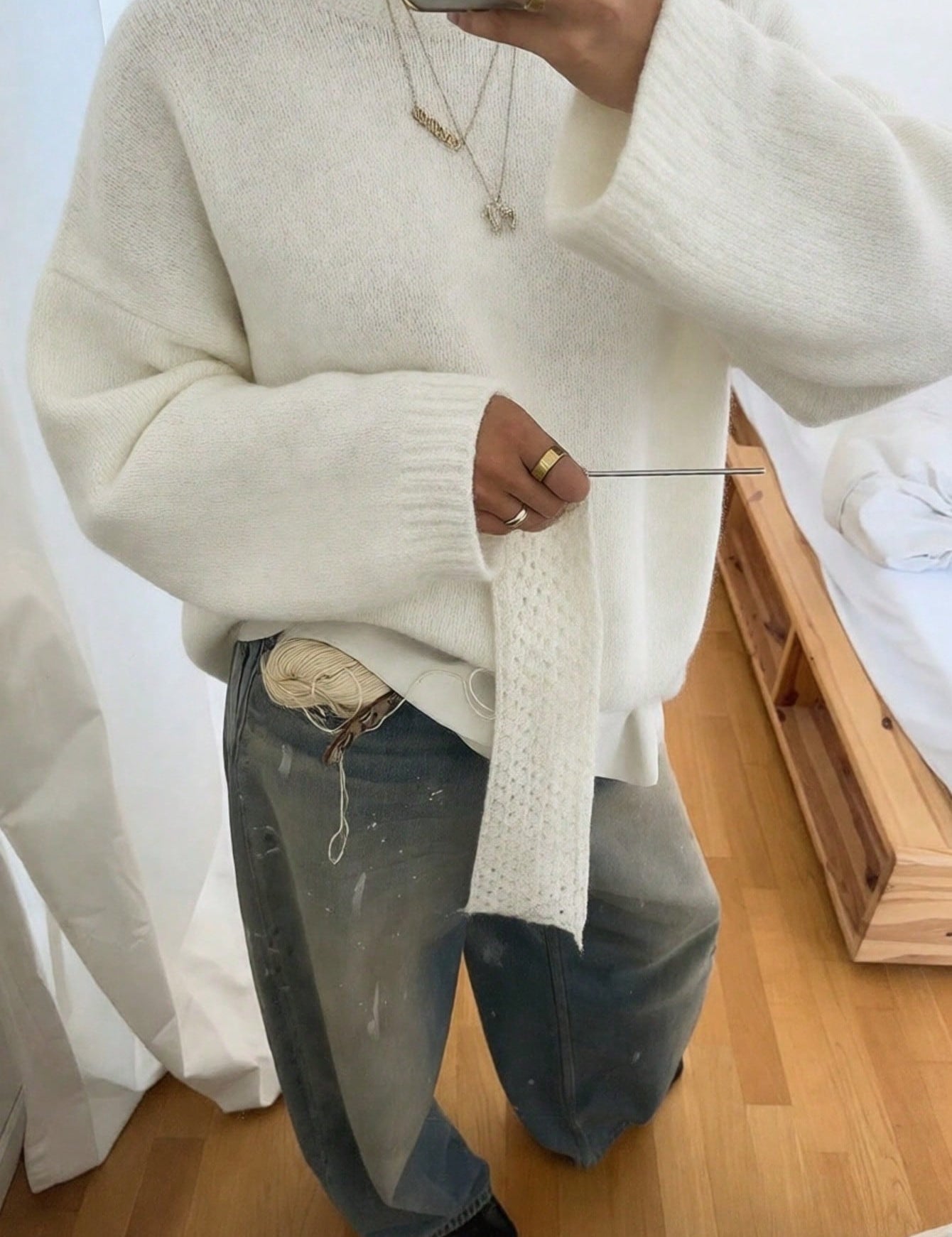 Oversized trui met ronde hals en lange mouwen