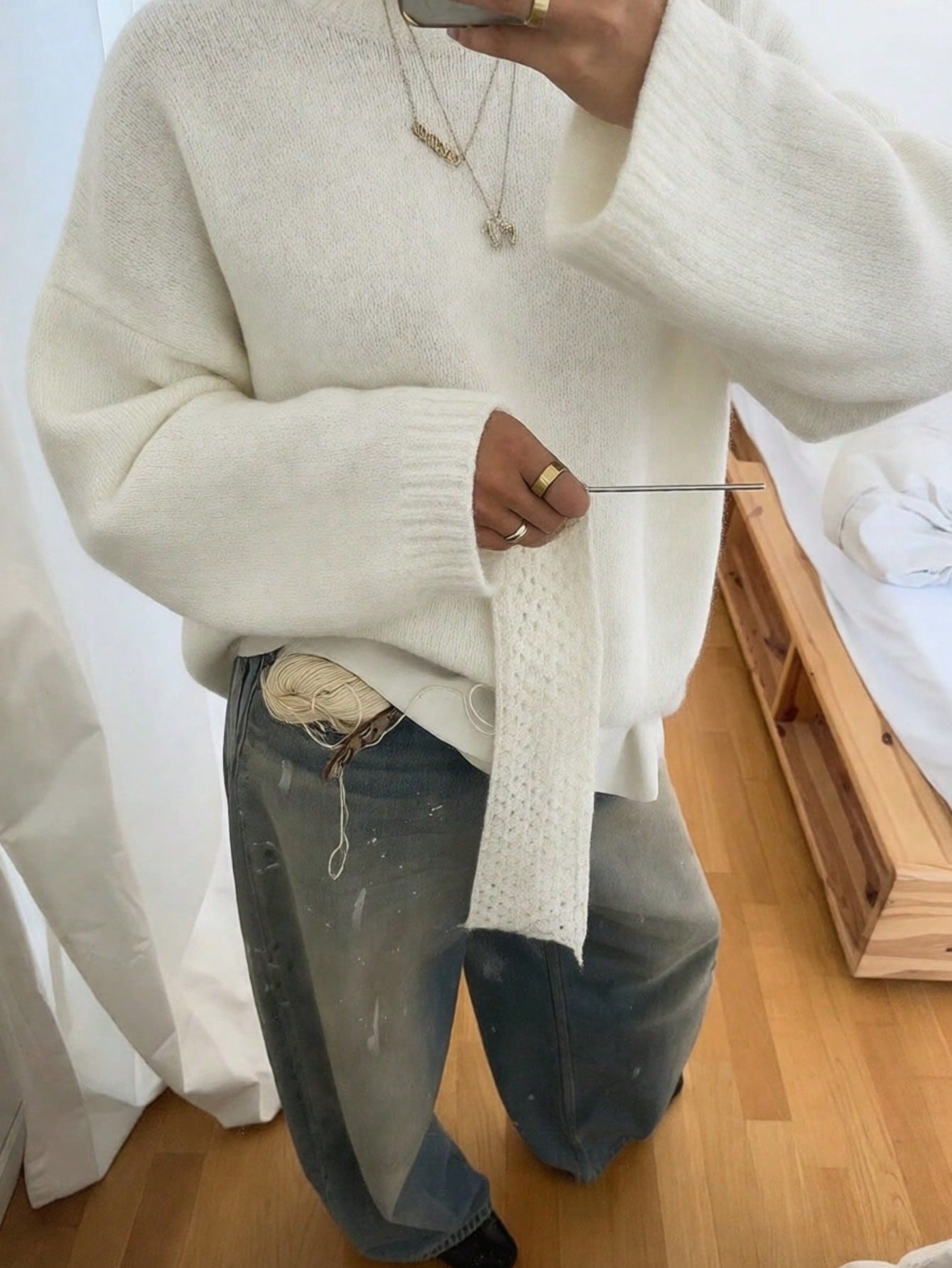 Oversized trui met ronde hals en lange mouwen