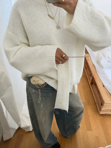 Oversized trui met ronde hals en lange mouwen