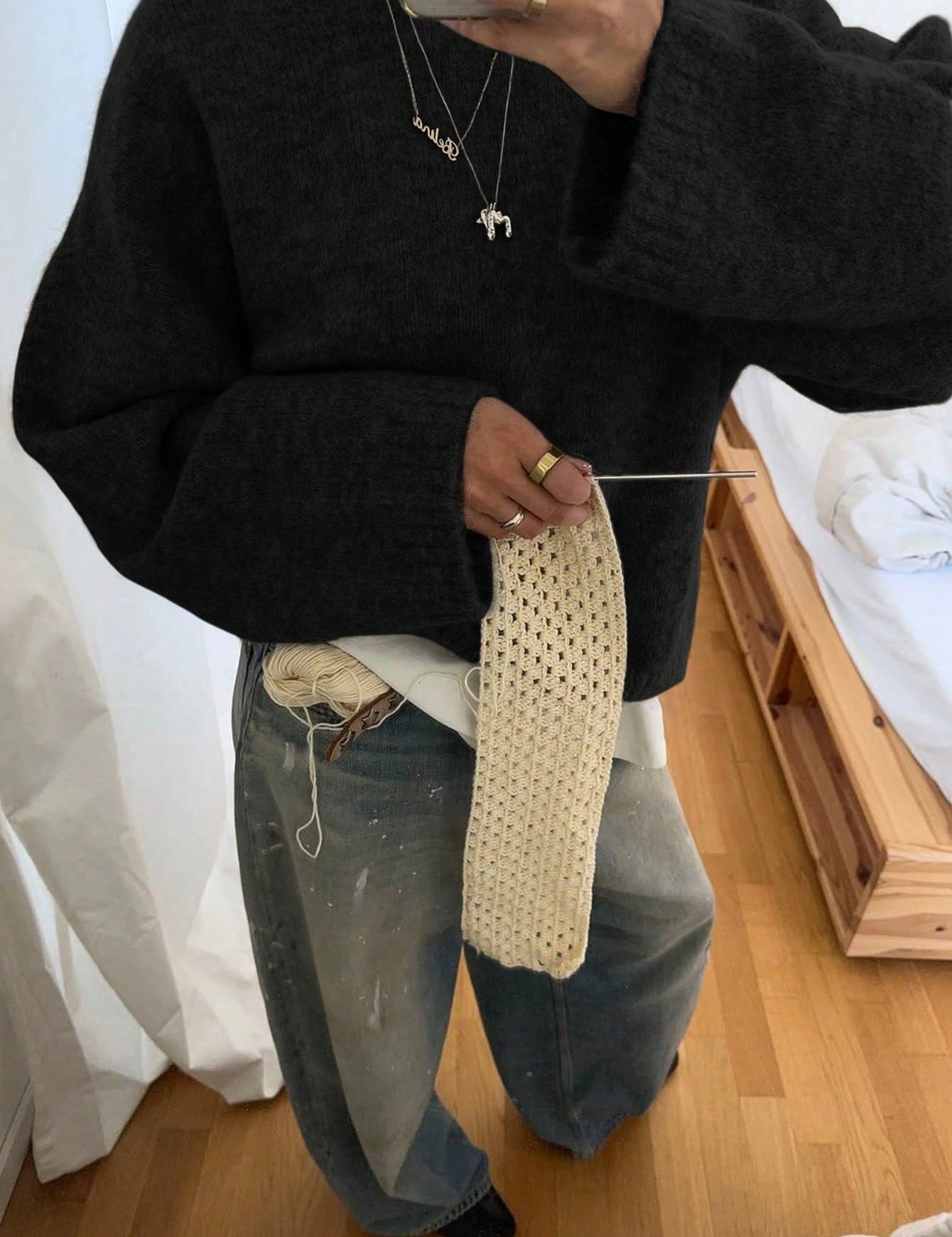 Oversized trui met ronde hals en lange mouwen