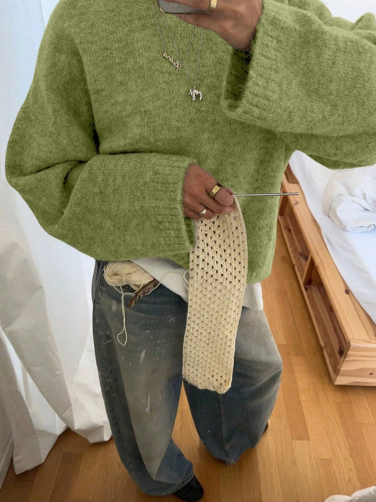 Oversized trui met ronde hals en lange mouwen