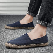 Karin | Moccasins stijl espadrilles in contrasterende canvas stof