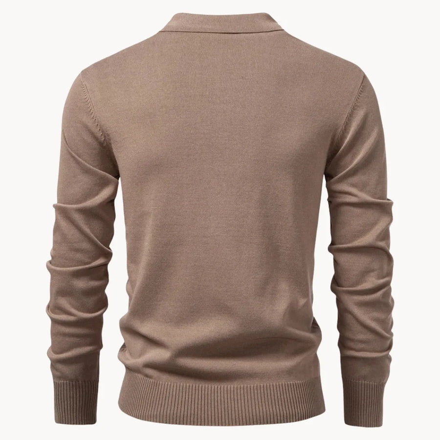 Polo met ribgebreid patroon en korte ritssluiting