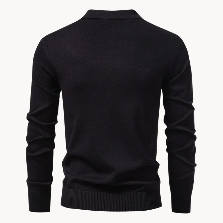 Polo met ribgebreid patroon en korte ritssluiting