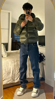 Pufferjas met glanzende afwerking en capuchon