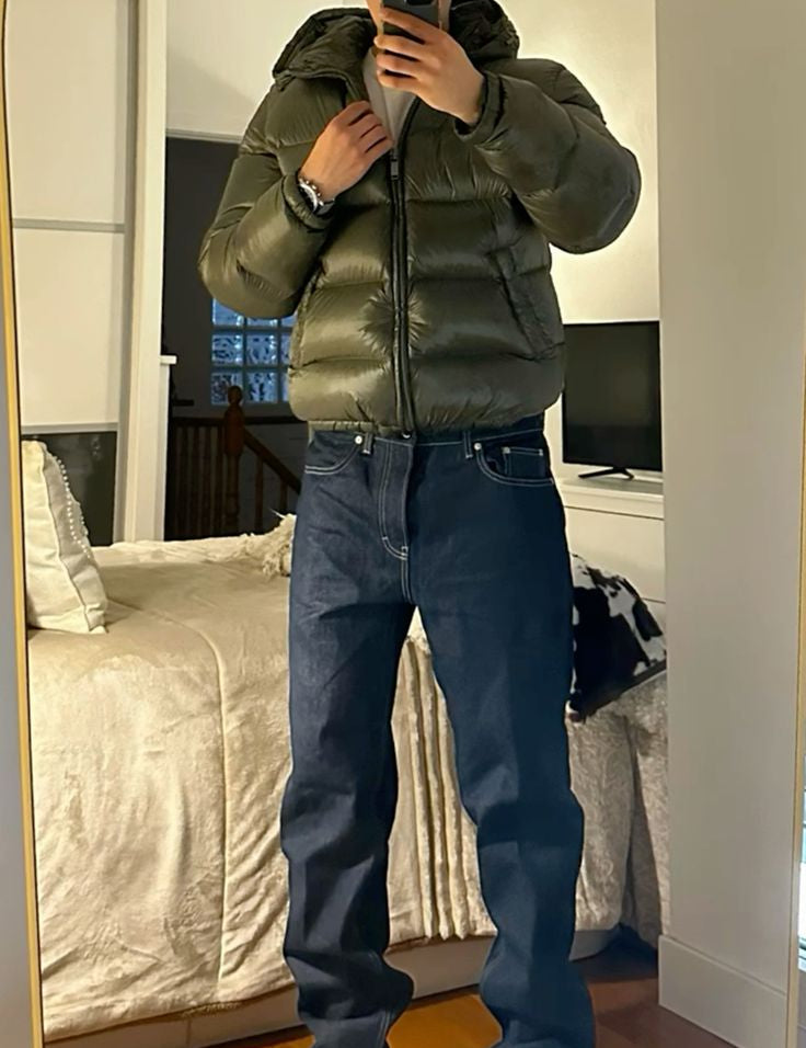 Pufferjas met glanzende afwerking en capuchon