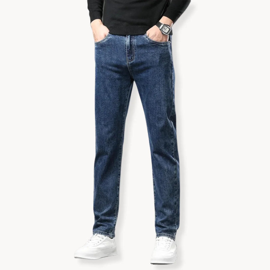 Rechtdoorlopende jeans met fleece voering