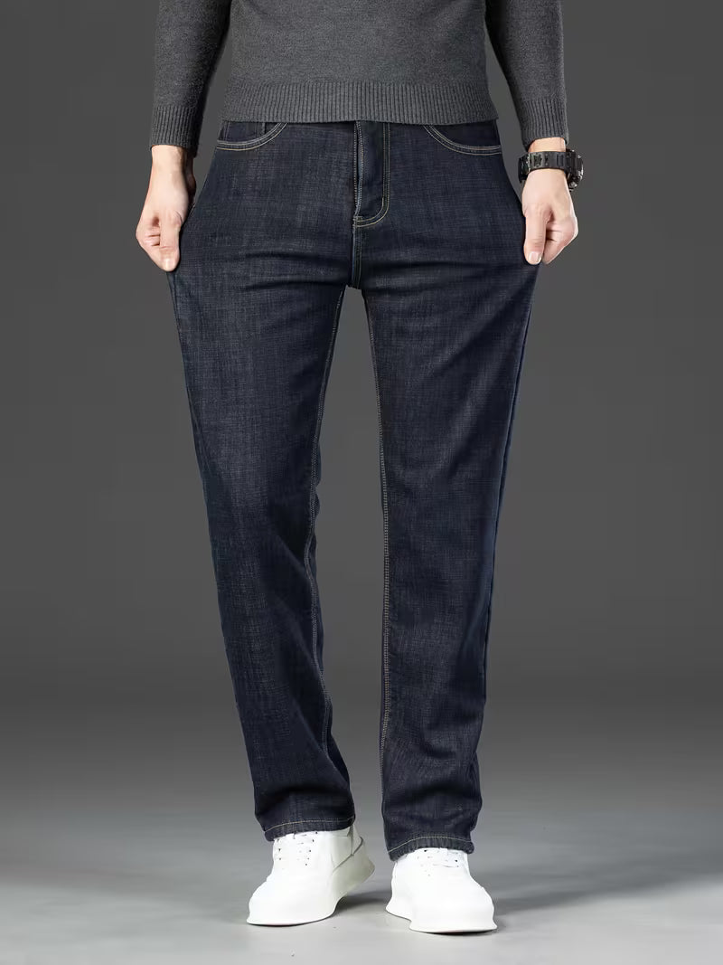 Rechte pijp herenbroek met fleece binnenvoering