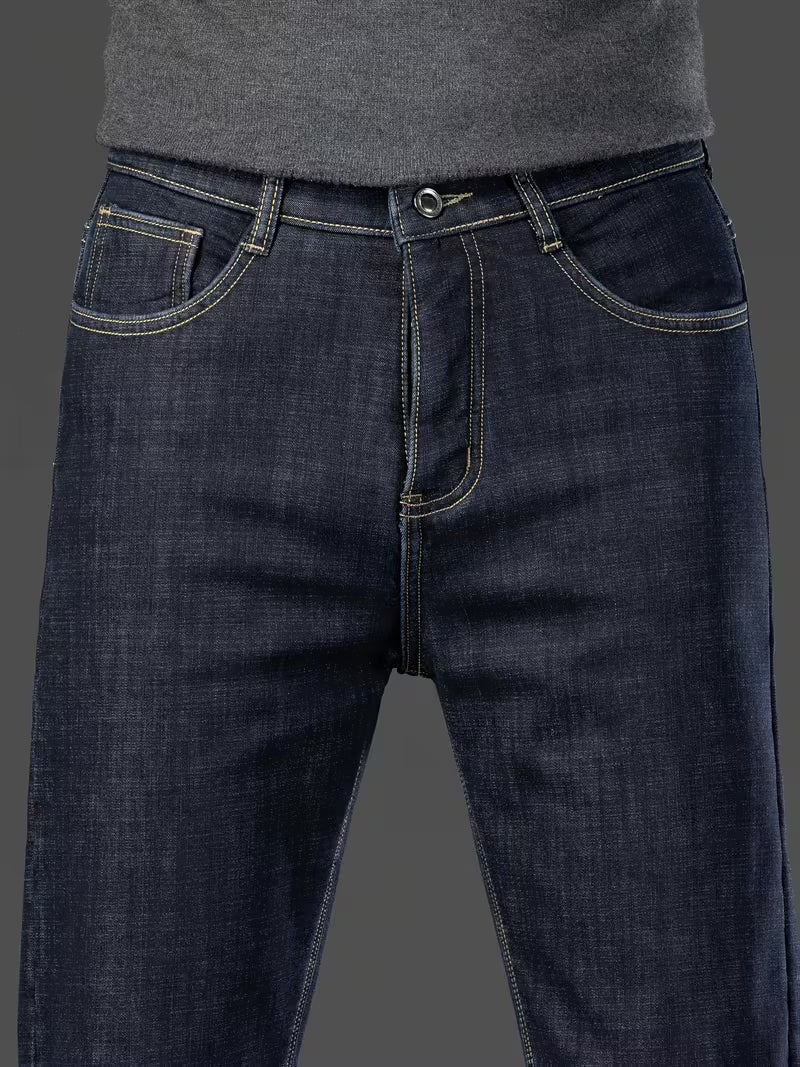 Rechte pijp herenbroek met fleece binnenvoering