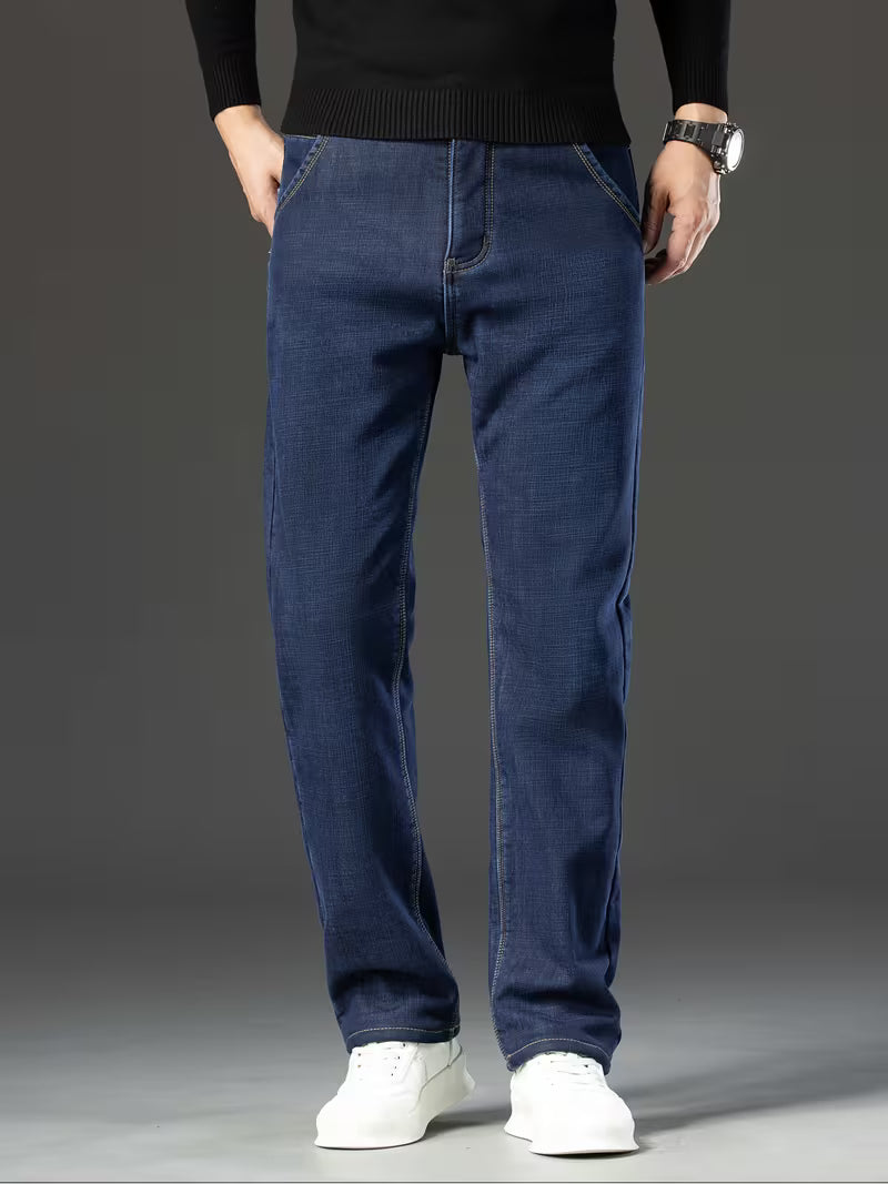 Rechte pijp herenbroek met fleece binnenvoering