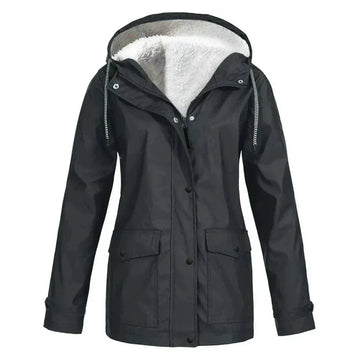 Regenjas met fleece voering en capuchon