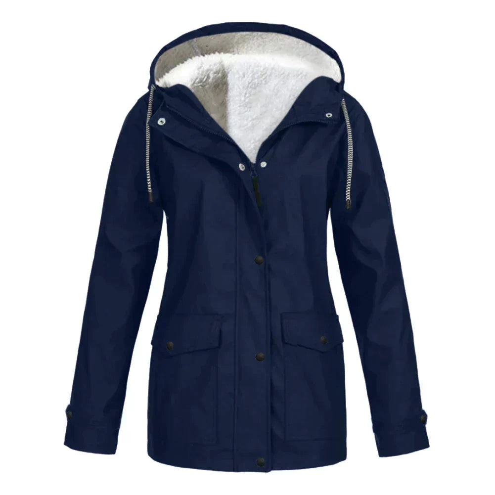 Regenjas met fleece voering en capuchon
