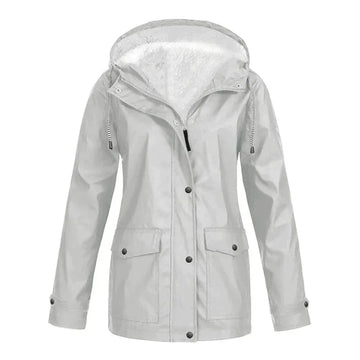 Regenjas met fleece voering en capuchon