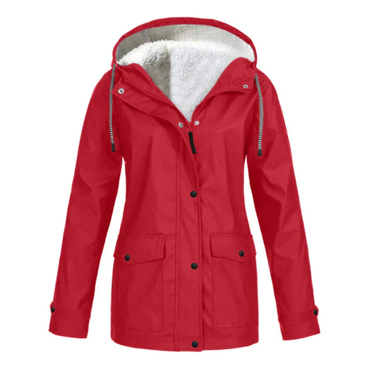 Regenjas met fleece voering en capuchon